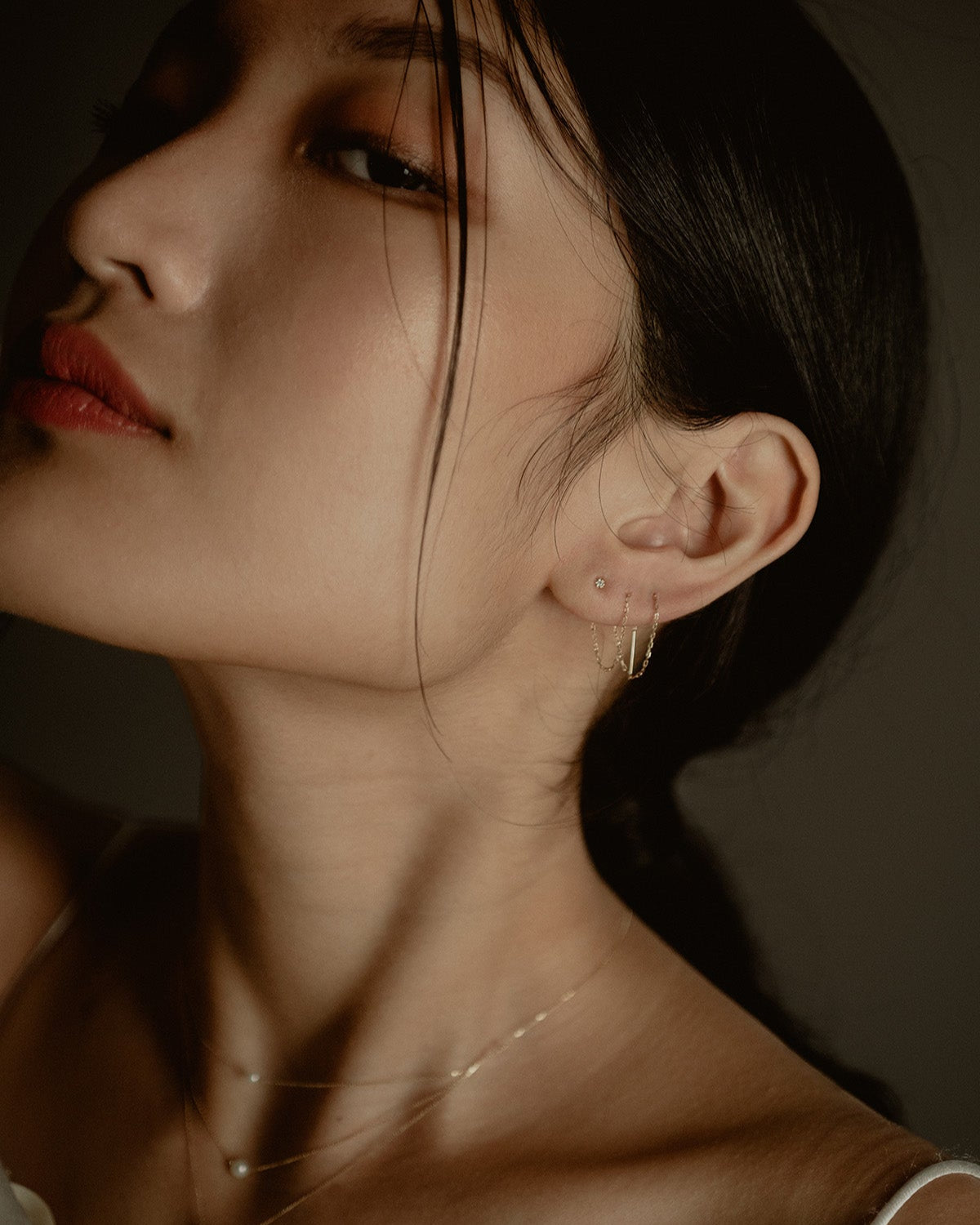 Linear Diamond Threader Earring (Single)