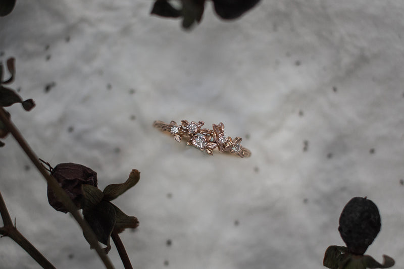 Berry Foliage White Diamond Ring